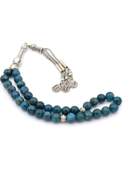 Doğal Apatit Taşı Tesbih Gümüş Kaplamalı modelleri