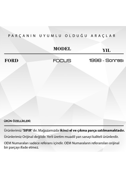 Ford Focus Için Arka Sol Kapı Cam Tamir Takımı