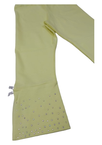 Kız Çocuk Paçası Taşlı ve Fiyonk Süslemeli Yazlık Ince Uzun Tayt modelleri