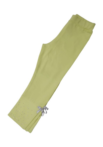 Kız Çocuk Paçası Taşlı ve Fiyonk Süslemeli Yazlık Ince Uzun Tayt indirimleri