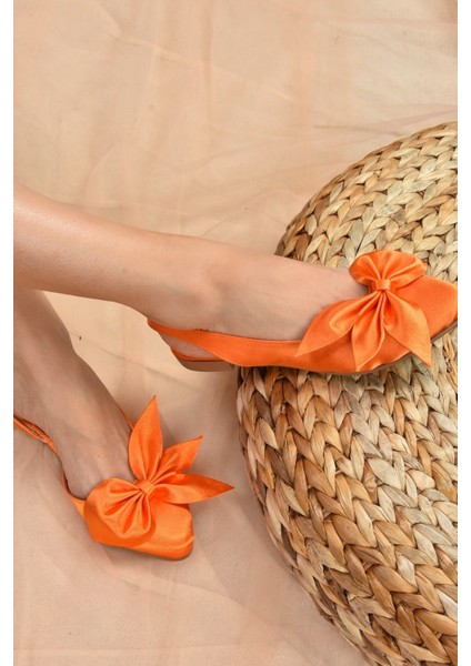 Turuncu Saten Kumaş Kadın Babet H726809004 modelleri