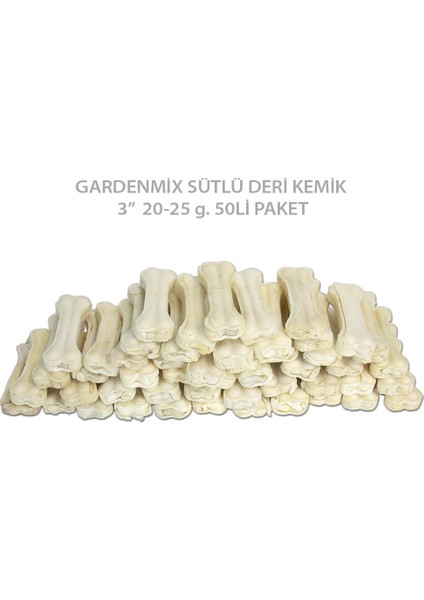 Gardenmix Sütlü Deri Kemik 8 cm 20-25 G.50Lİ Paket
