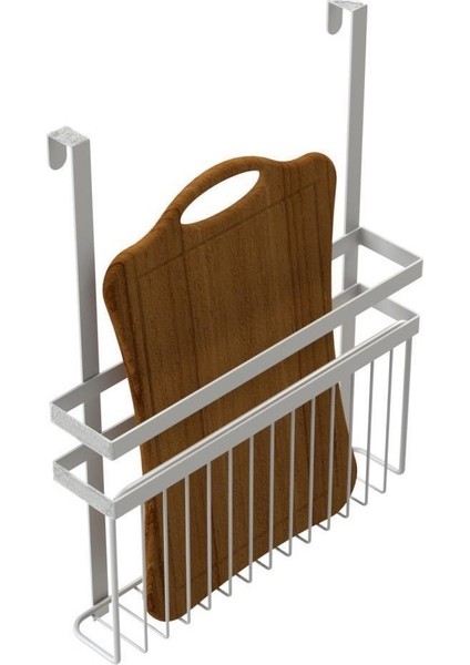 Sepet Organizer Metal Kesme Tahtası + Sabunluk + Kapağa Asılan Krom
