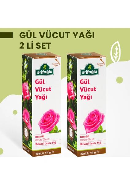 Gül Vücut Yağı 20 ml + 20 ml 2 Li Set