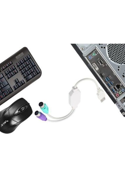 USB To Ps/2 Çevirici Kablo USB To Ps2 Çevirici Klavye Mouse Yuvarlak Uç USB Çevirici Ps2'den Usb'ye