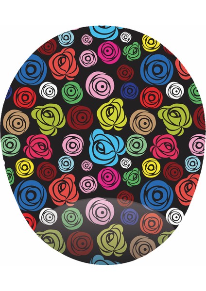 Renkli Güller Görselli - Bilek Destekli Gül Desenli - Oval Mo