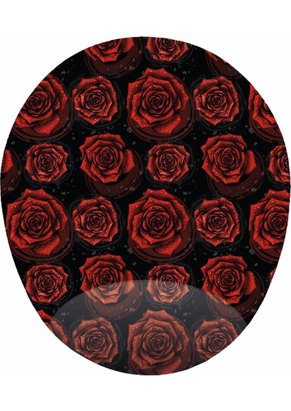 Kırmızı Güller - Bilek Destekli Gül Desenli Oval Mousepad