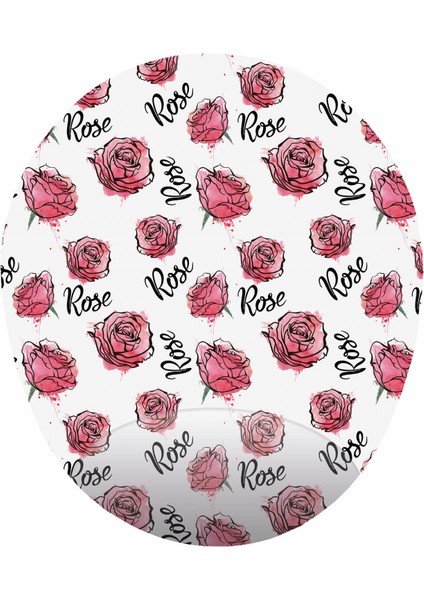 Pembe Güller Dekorlu - Bilek Destekli Gül Desenli - Güllü Ov