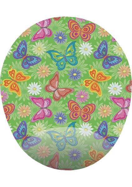 Kelebekler Görselli Yeşil Zemin - Bilek Destekli Kelebekli Ova