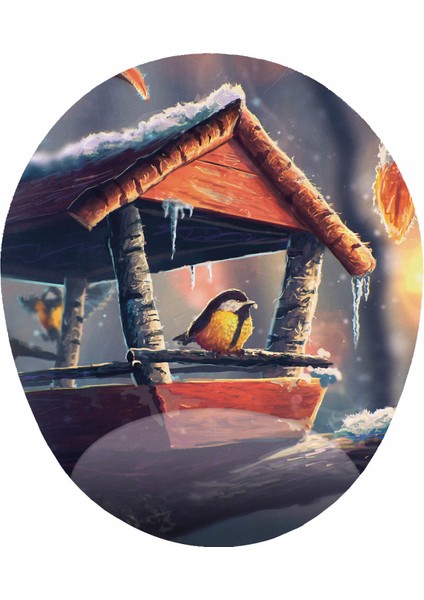 Kuş ve Doğa Kuş Cenneti Görselli - Bilek Destekli Oval - Ku?