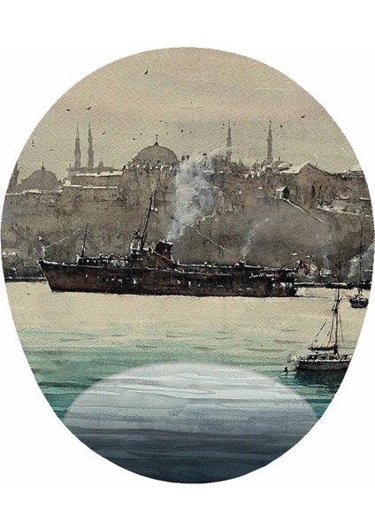 Istanbul Vapur ve Cami Görselli - Bilek Destekli Istanbul Gö