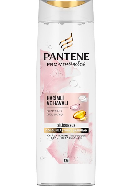 Pantene Silikonsuz Hacim Veren Dolgunlaştırıcı Şampuan, Biotin ve Gül Suyu 400 Ml