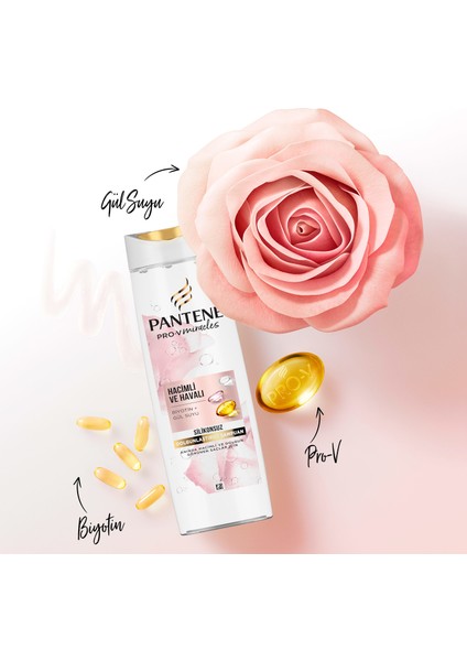 Pantene Silikonsuz Hacim Veren Dolgunlaştırıcı Şampuan, Biotin ve Gül Suyu 400 Ml