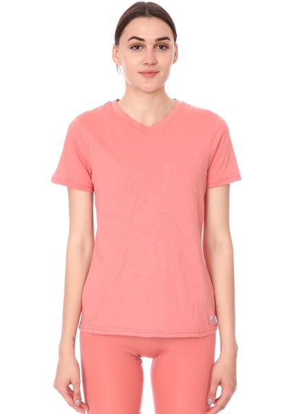 Spo-Assymetric Tee Kadın Pembe Günlük Stil Tişört 712107-PMB