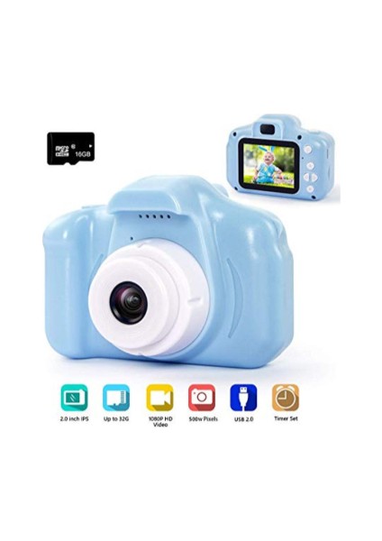 Blue İnter Blueintermini 1080P Çocuklar Için (4 GB Sd Kart Dahil)  Dijital Fotoğraf Makinesi Son Versiyon