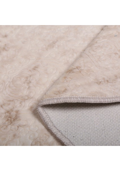 Nova Krem 120X180 cm Pamuk Kaymaz Taban Peluş Banyo Paspası Büyük Püsküllü Banyo Halısı