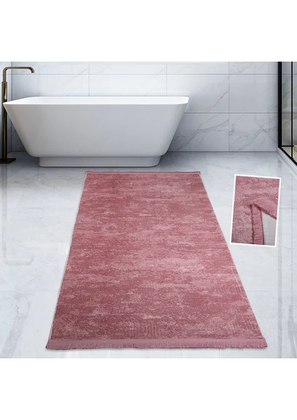 Bonny Home Nova Pembe 120X180 cm Pamuk Kaymaz Taban Peluş Banyo Paspası Büyük Püsküllü Banyo Halısı