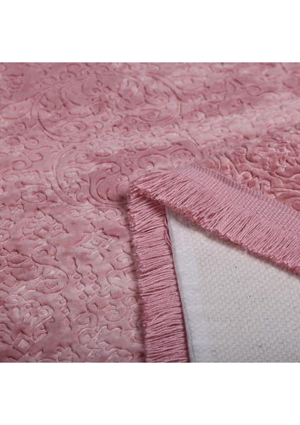 Nova Pembe 80X150 cm Pamuk Kaymaz Taban Peluş Banyo Paspası Büyük Püsküllü Banyo Halısı fiyatları