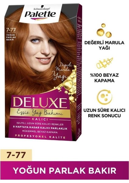 Deluxe Saç Boyası Yoğun Parlak Bakır 7-77 3 Adet