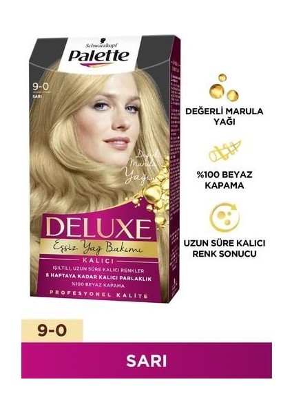 Deluxe Saç Boyası Sarı 9-0 2 Adet