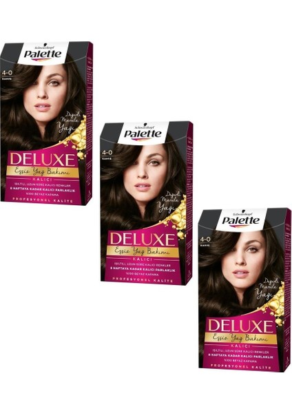 Deluxe Saç Boyası Kahve 4-0 3 Adet