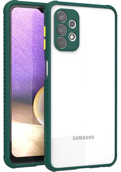 - Samsung Galaxy A32 4G - Kılıf ​​Arkası Şeffaf Sert Kaff Kapak - Koyu Yeşil - T17119