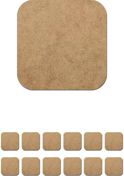 12+12 Ahşap Ham Mdf Kare Supla ve Kare Bardak Atlığı 2,7 Mm. 33 x 33 cm.