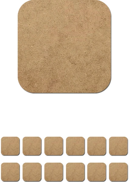 Vrdepo 12+12 Ahşap Ham Mdf Kare Supla ve Kare Bardak Atlığı 2,7 Mm. 33 x 33 cm.