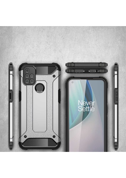 One Plus Nord N100 Kılı Military Armor Köşe Korumalı Çift Katmanlı Darbe Emici Crash Silikon Kapak