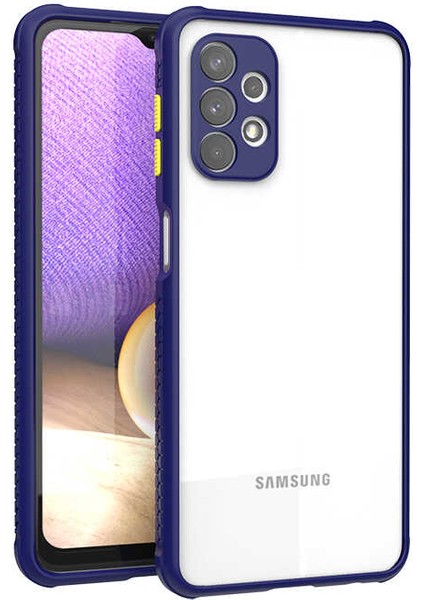 - Samsung Galaxy A32 4G - Kılıf ​​Arkası Şeffaf Sert Kaff Kapak - Lacivert - T17119