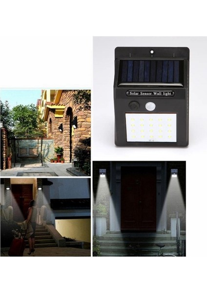 Fotoseli LED Lamba Işık Sensörlü Güneş Enerjili Solar Duvar Kapı Kamp Bahçe