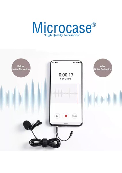 Kulaklık Girişli 3.5 mm Jack Profesyonel Youtuber Yaka Mikrofonu 1.5 Metre - AL2634