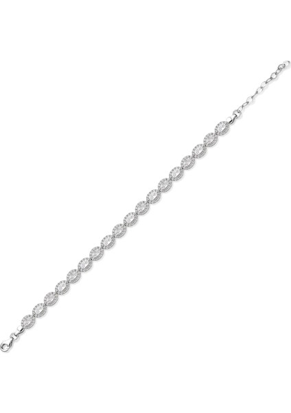 Oval Zirkon Taşlı Tamtur Gümüş Bileklik fiyatları