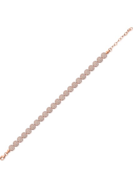 Zirkon Taşlı Tamtur Gümüş Rose Bileklik