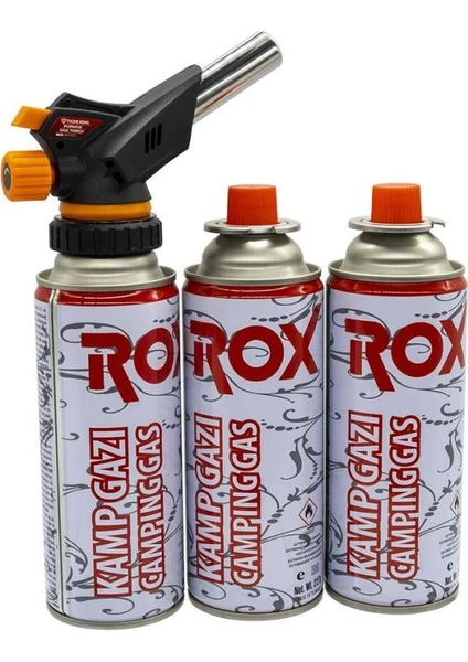 Rox WS-509C Bütan Gaz Torch Kamp Pürmüz Seti 3 Tüp Kartuşlu