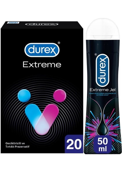 Extreme Geciktiricili 20’li Prezervatif + Extreme Anal Kayganlaştırıcı Jel 50ml