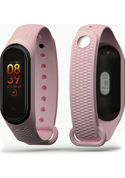 Balık Sırtı  Mi Band  3/4 Uyumlu Silikon Kordon Rose Gold