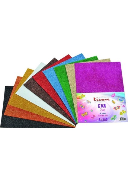 Karışık Renk Simli Eva 10 x 2'li