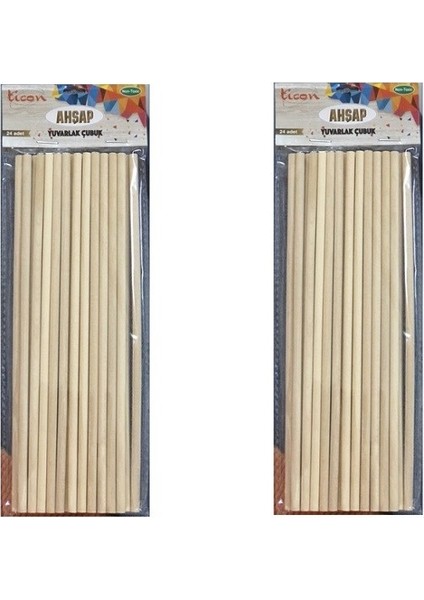 Büyük Boy Yuvarlak Ahşap Çubuk 2'li
