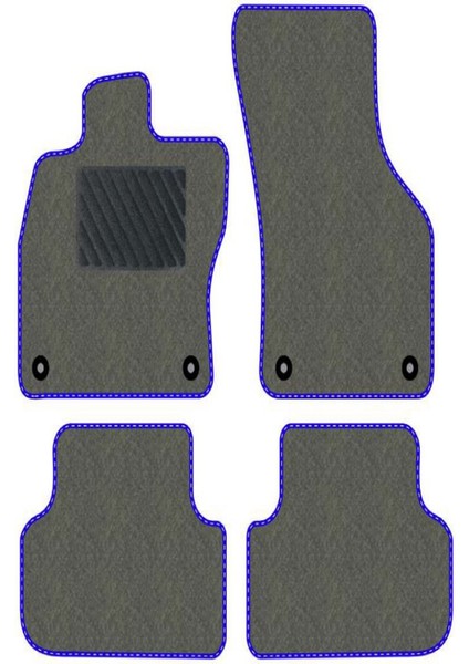 Skoda Octavia A5 2004-2012 Gri Halı Mavi Kenar Elipsler Topuk Paspas