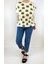 Kadın Krem Rengi Kolları Triko Baskılı Sweatshirt 3