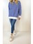 Kadın Beyaz Mavi Çizgili Sweatshirt 3