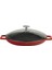 Yuvarlak Grill Tava Metal Kulplu Cam Kapaklı Kırmızı 1