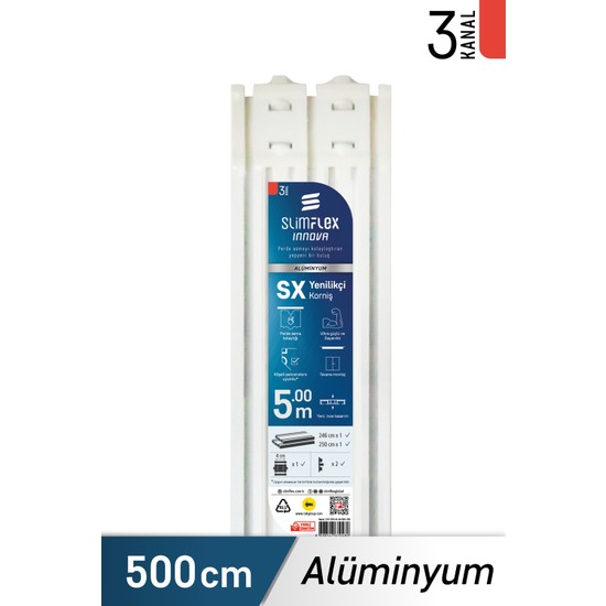 SlimFlex Innova SX Yenilikçi Alüminyum Korniş 3-Kanallı 500 cm