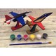 Tahtakurusu Tasarım Eğitici Montessori Ahşap Jet Uçak Maket Puzzle Boyama Seti
