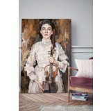 Gıftdeco 150X100CM Yağlı Boya Dokulu Keman ve Kız Dev Büyük Boy Kanvas Tablo