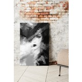 Gıftdeco 150X100CM Siyah Beyaz Kadın Silueti Portre Dev Büyük Boy Kanvas Tablo