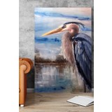 Gıftdeco 150X100CM Yağlı Boya Görünümlü Mavi Tüylü Kuş Dekoratif Dev Büyük Boy Kanvas Tablo