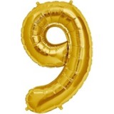 Baloncu Party Dünyası 9 Rakam Folyo Balon Gold 100 cm (1 Metre)
