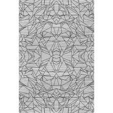 Resmiro Kaymaz Taban Yıkanabilir Gri Origami Desenli Halı